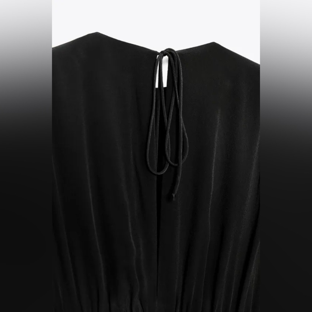 NWT. Zara ZW Collection Black Viscose Midi Dress. Size XL. - Picture 7 of 12